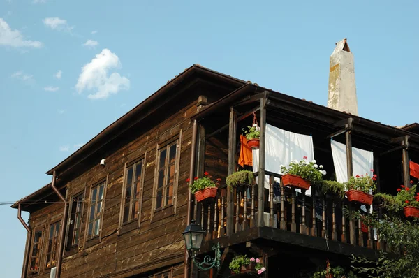 Maisons traditionnelles en bois du vieux Nesebar (site du patrimoine de l'Unesco) ) — Photo