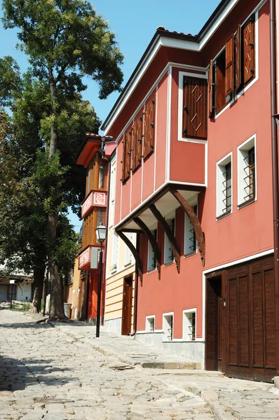 Средневековая улица старого центра города Пловдив, Болгария — стоковое фото
