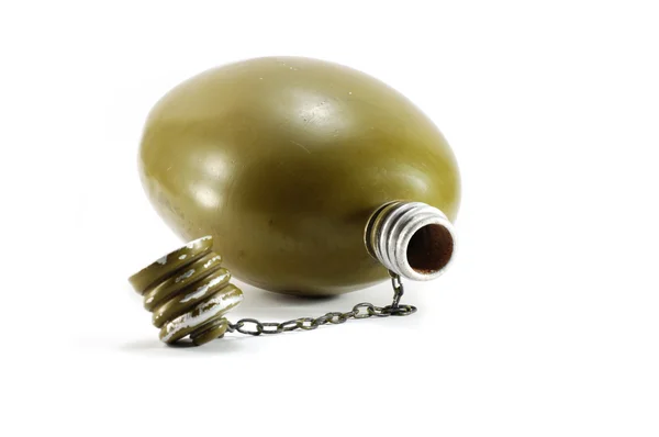 stock image Old military flask on white background