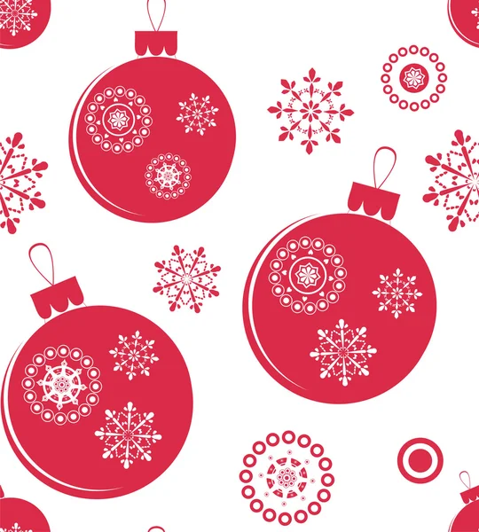 假日红色圣诞矢量无缝纹理与球 — 图库矢量图片