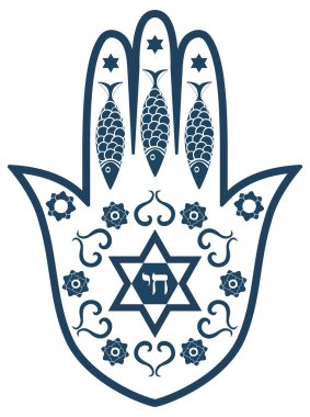 Jewish sacred amulet - hamsa or Miriam hand, vector illustration clipart
