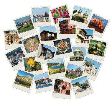 Go Bulgaria - background with travel photos of famous landmarks clipart