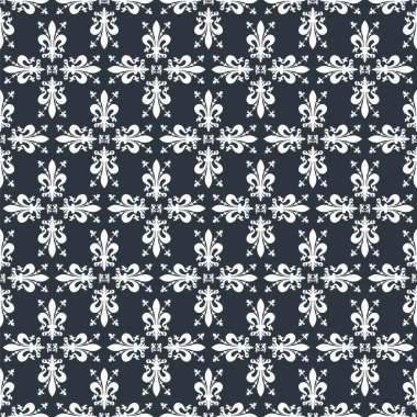 Seamless blue victorian royal vector texture with fleur-de-lis clipart