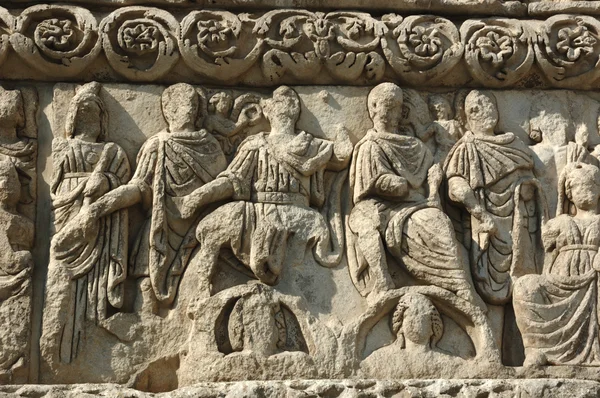 Bas Reliëf Van Beroemde Boog Van Galerius Thessaloniki Griekenland Unesco — Stockfoto