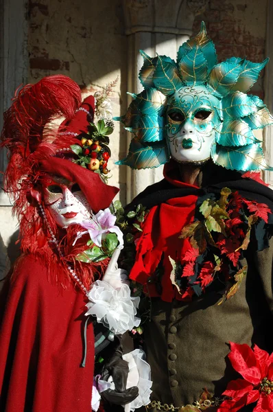 Maskeler, San Marco Meydanı, Venedik Karnavalı, İtalya — Stok fotoğraf