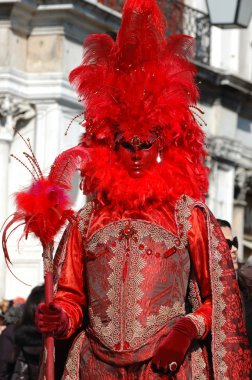 Kırmızı maske karnavalında Venedik, İtalya, 2011