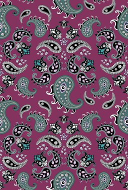 Retro seamless paisley (turkish cucumber) vector pattern clipart