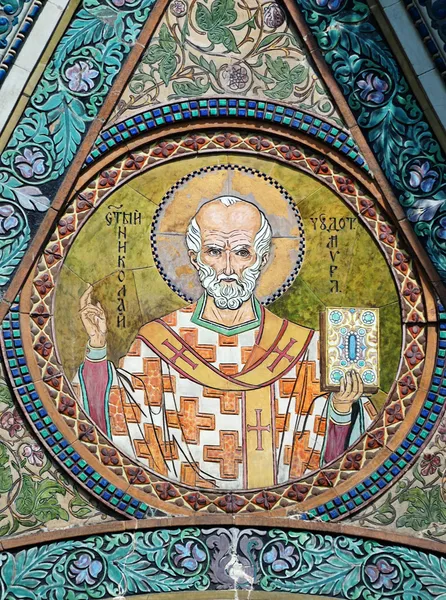 Saint Nicholas icon in the church - patron of seafarers — Stock Photo, Image