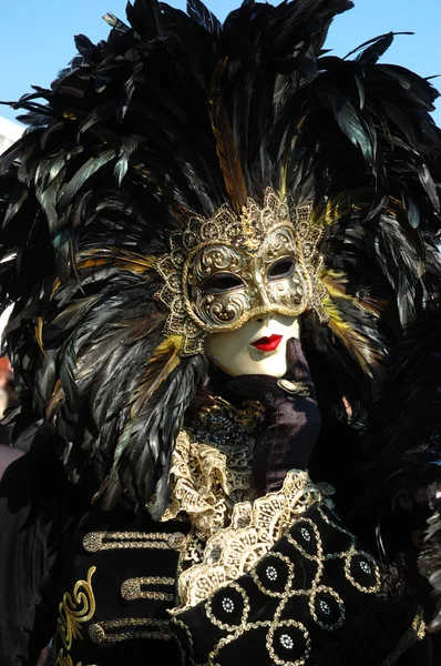 Uomo in costume da uccello in Piazza San Marco, Carnevale di Venezia — Foto Stock