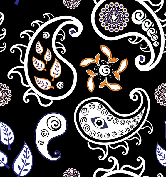 Patrón vectorial paisley (pepino turco) sin costura retro — Vector de stock