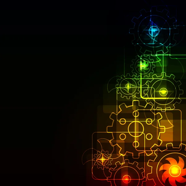 Стилизованный абстрактный фон с цифровыми символами и светящимися элементами — стоковый вектор
