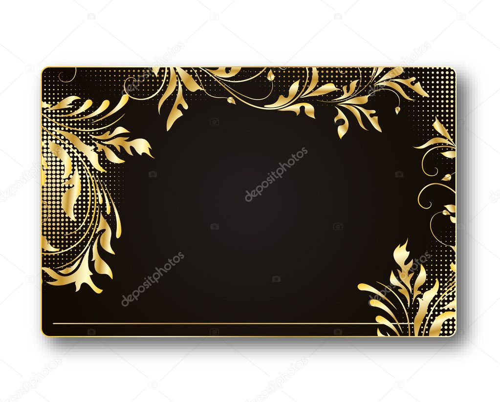 Beautiful gift card golden color, vector illustration