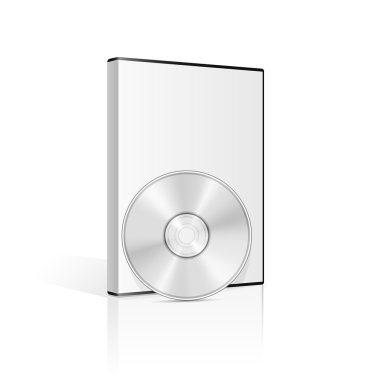 DVD case and disk on white background clipart