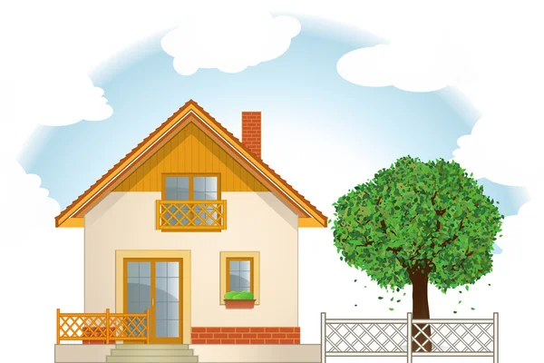 House and Tree — Stock Vector