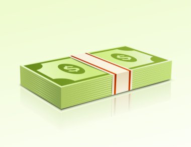 Packs of dollars money on green background clipart