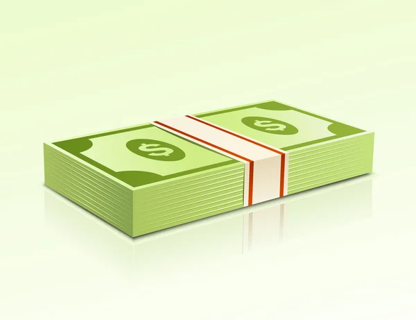 Packs of dollars money on green background — Stock Vector