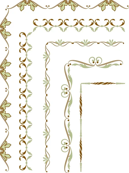 Lot Éléments Angle Pour Cadres Style Floral — Image vectorielle