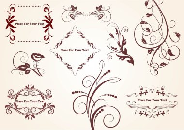 vectorized tasarım dekoratif çiçek öğeleri kümesi