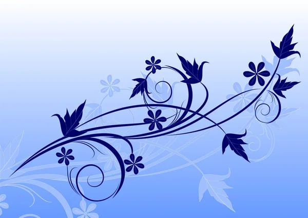 Blau Weißer Floraler Hintergrund Mit Dekorativem Zweig — Stockvektor