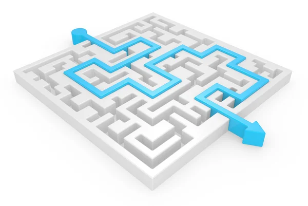 3D Maze with blue arrow — Stock Photo, Image
