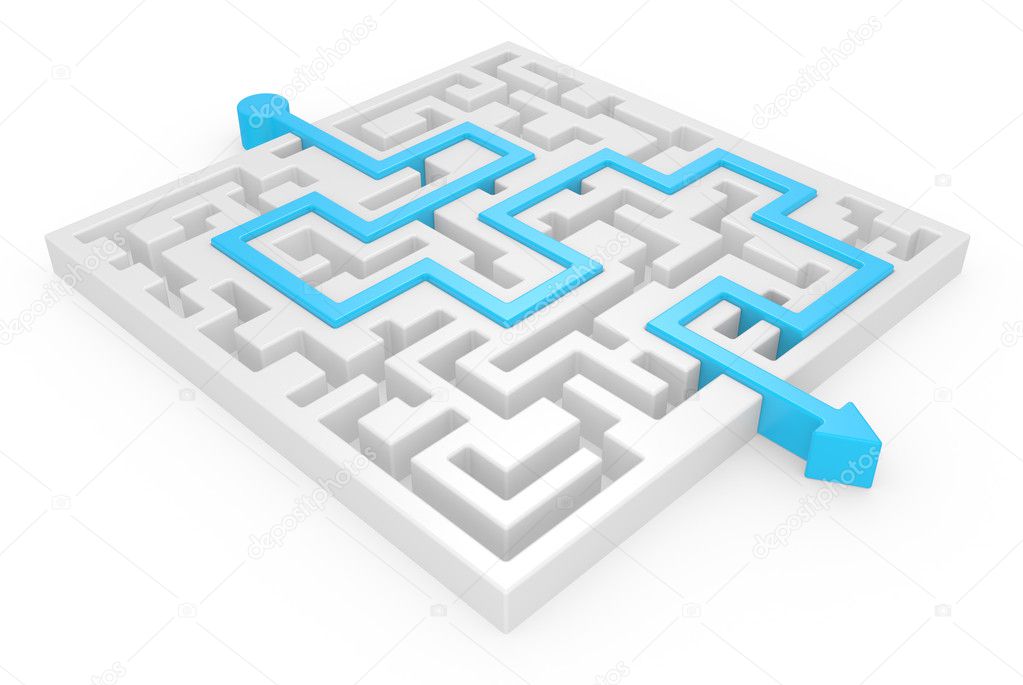 3D Maze with blue arrow