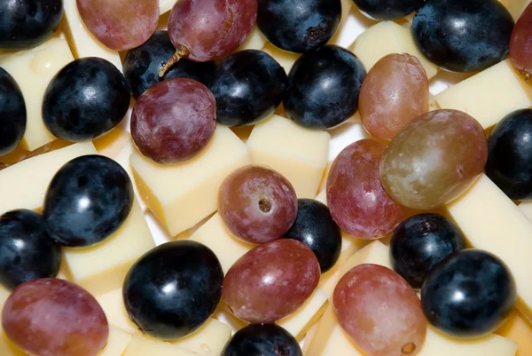 Käse und Trauben Stockfoto