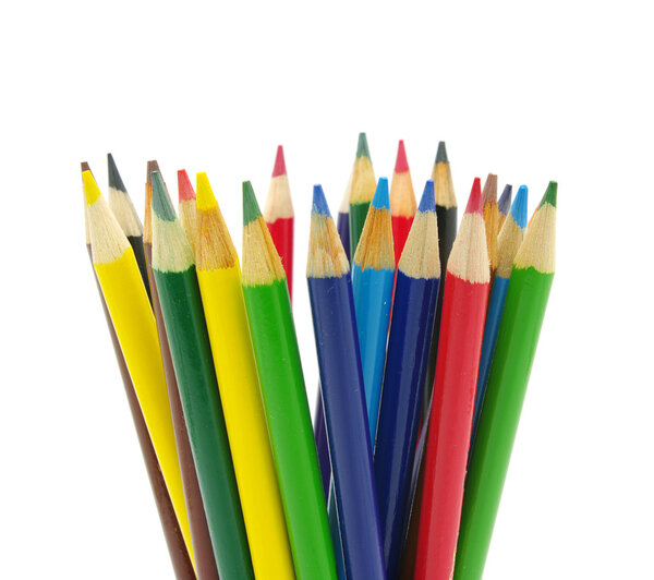 Pencils on a white