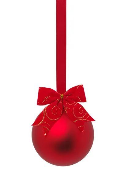 Bolas Vermelhas Natal Fundo Sobre Branco — Fotografia de Stock