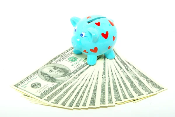 Piggy Bank Stuffed Money — Stock Photo, Image
