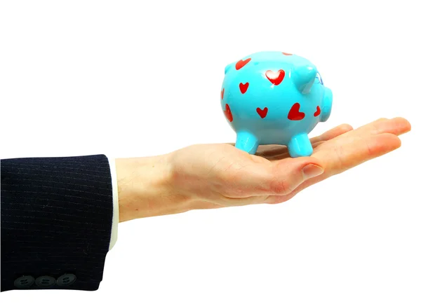 Piggy Bank Stuffed Hand — Stock Photo, Image