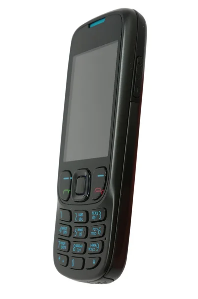 Zwarte Mobiele Telefoon Geïsoleerd Witte Achtergrond — Stockfoto