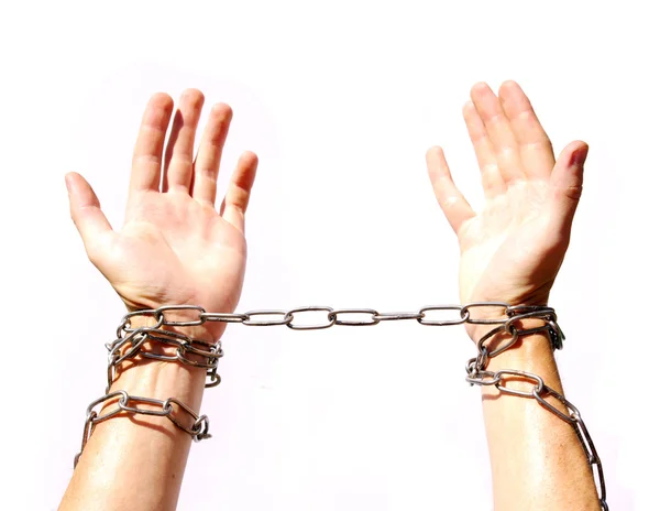 Hands chained — Stock Photo, Image