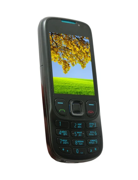 Czarny telefon komórkowy — Zdjęcie stockowe