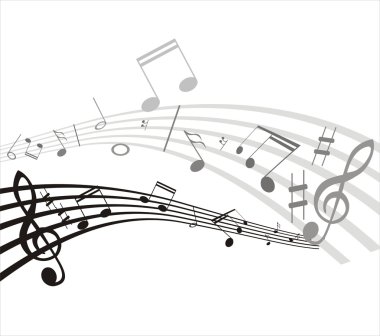 Music notes on staves clipart