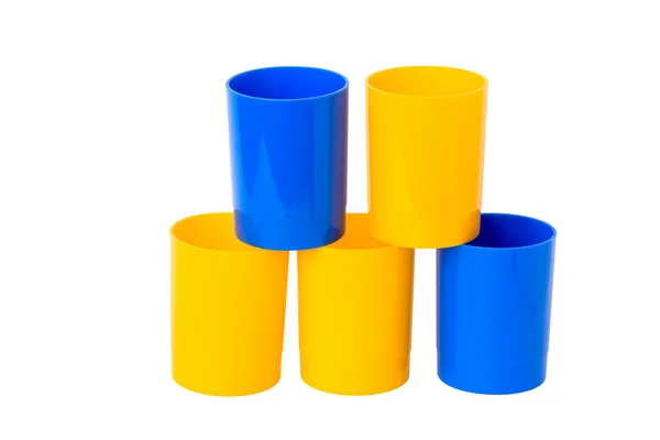 Tazas de plástico con lápices —  Fotos de Stock