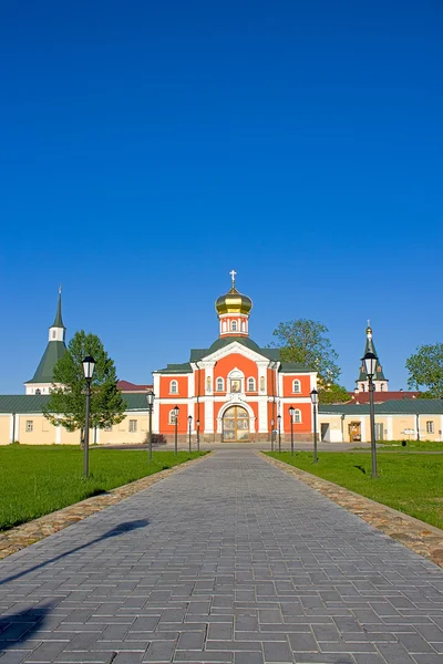 Vista Iglesia Entrada Monasterio Iversky Rusia — Foto de Stock