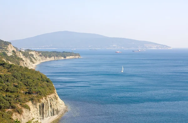 stock image View of Black Sea and rocky coast near Novorossiysk, Russia.