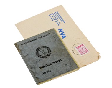 German (GDR) Military ID and used mailing envelope clipart