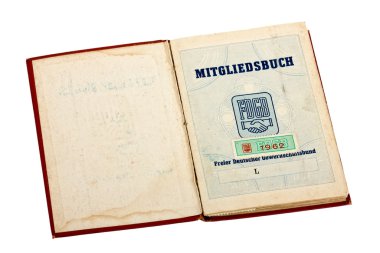 Union card of the former GDR
