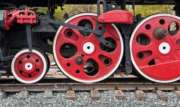 Old steam locomotive wheels — Stock Photo, Image