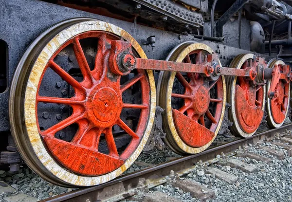 Старі паровозні колеса — стокове фото