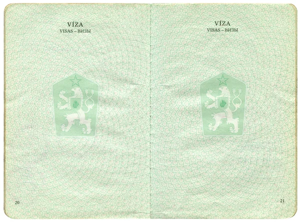 Old czechoslovakian passport. — Stock Photo, Image
