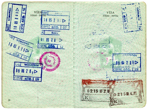 捷克斯拉夫的旧护照. — 图库照片