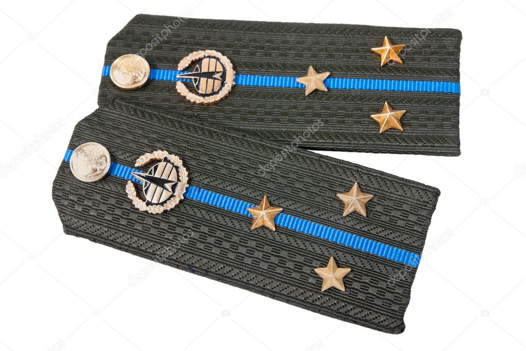 Shoulder strap of russian army on white background