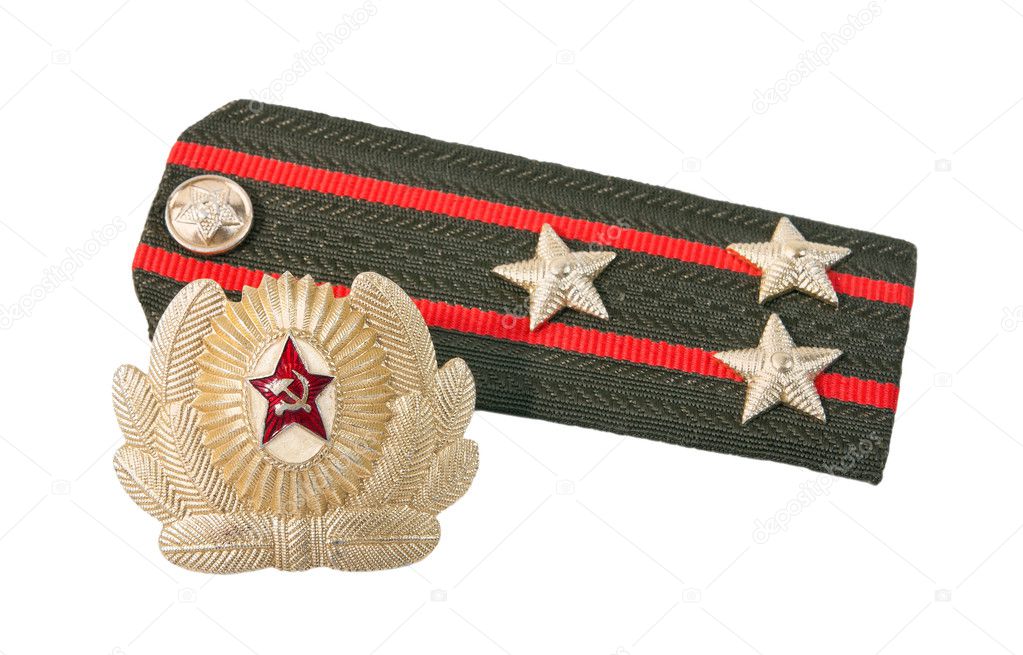 Shoulder strap of soviet army on white background