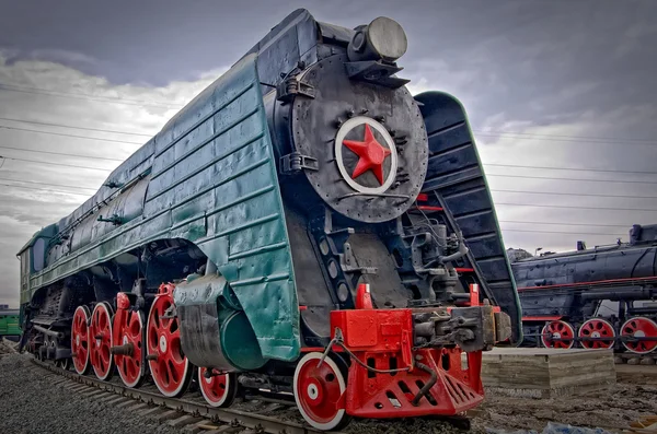 Antica Locomotiva Vapore Con Stella Rossa — Foto Stock