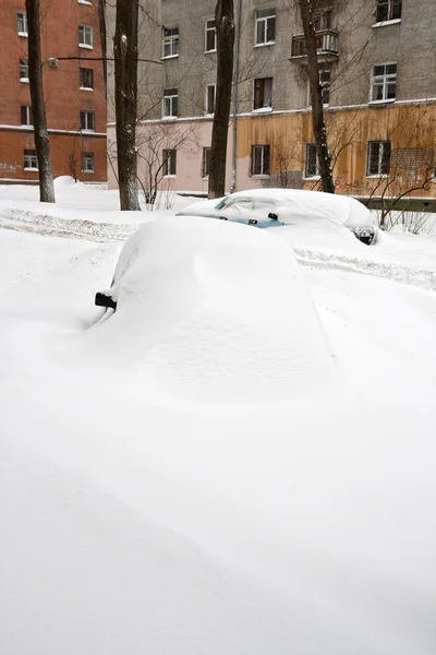 stock image Cars under snow. Parked cars under snow