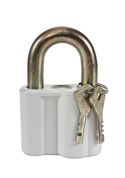Padlock Keys White Background — Stock Photo, Image