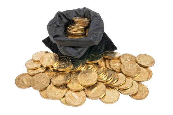 Money Coins Bag Isolated White — Stock Photo, Image