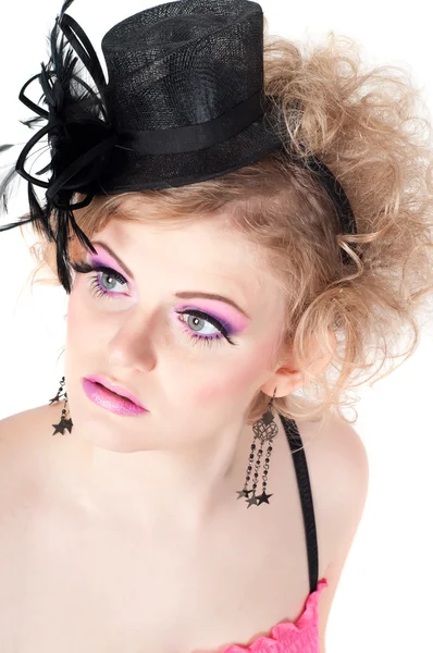 花式化妆的年轻美丽性感嫩金发的肖像 — 图库照片